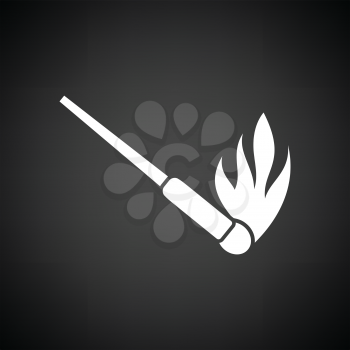 Burning matchstik icon. Black background with white. Vector illustration.
