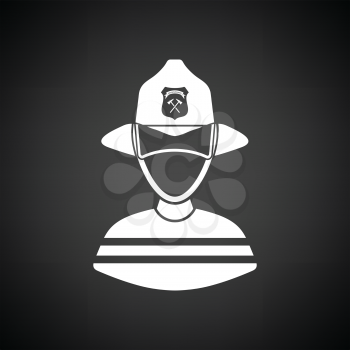 Fireman icon. Black background with white. Vector illustration.