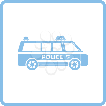 Police van icon. Blue frame design. Vector illustration.
