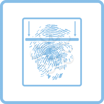 Fingerprint scan icon. Blue frame design. Vector illustration.