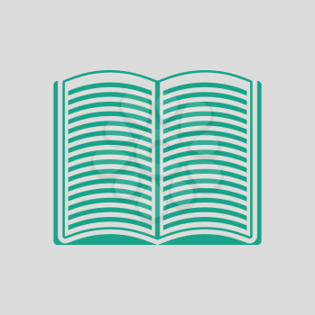 Open book icon. Gray background with green. Vector illustration.