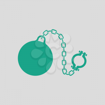 Fetter with ball icon. Gray background with green. Vector illustration.