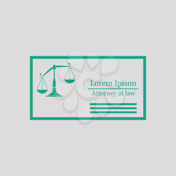 Lawyer business card icon. Gray background with green. Vector illustration.