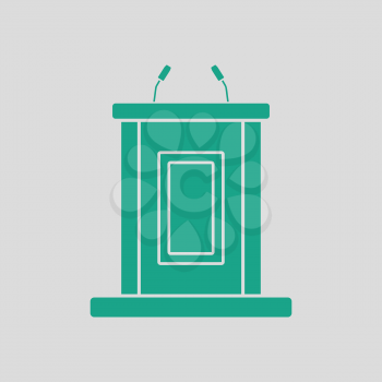 Witness stand icon. Gray background with green. Vector illustration.