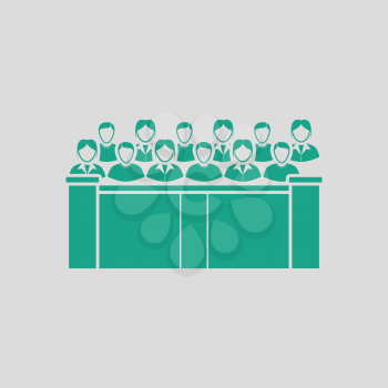 Jury icon. Gray background with green. Vector illustration.