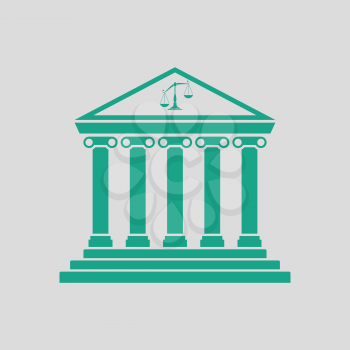 Courthouse icon. Gray background with green. Vector illustration.