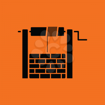 Well icon. Orange background with black. Vector illustration.