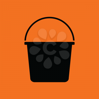 Bucket icon. Orange background with black. Vector illustration.