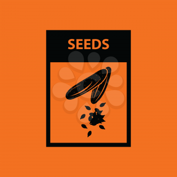 Seed pack icon. Orange background with black. Vector illustration.