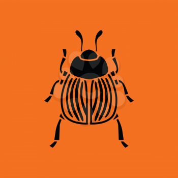 Colorado beetle icon. Orange background with black. Vector illustration.
