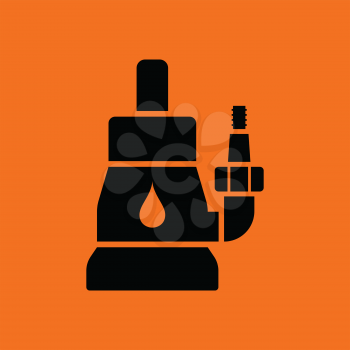 Submersible water pump icon. Orange background with black. Vector illustration.