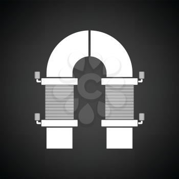 Electric magnet icon. Black background with white. Vector illustration.