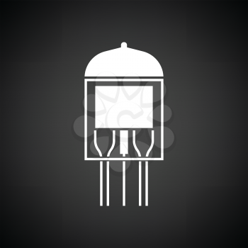 Electronic vacuum tube icon. Black background with white. Vector illustration.