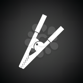 Crocodile clip icon. Black background with white. Vector illustration.