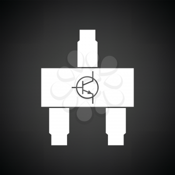 Smd transistor icon. Black background with white. Vector illustration.