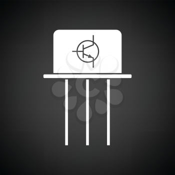 Transistor icon. Black background with white. Vector illustration.