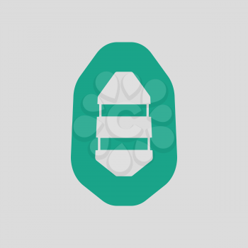 Icon of rubber boat . Gray background with green. Vector illustration.