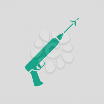 Icon of Fishing  speargun . Gray background with green. Vector illustration.