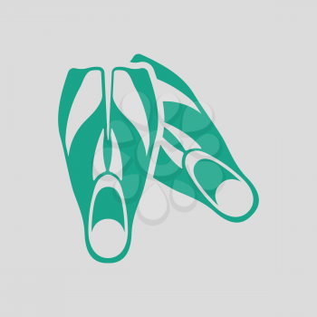 Icon of swimming flippers . Gray background with green. Vector illustration.