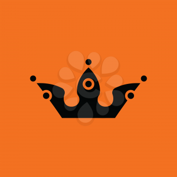 Party crown icon. Orange background with black. Vector illustration.