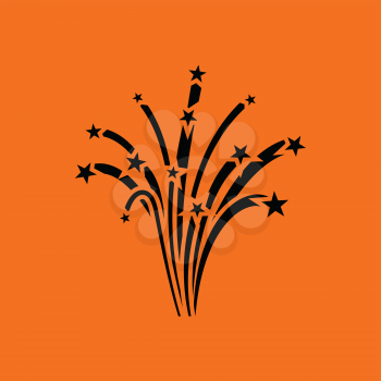 Fireworks icon. Orange background with black. Vector illustration.
