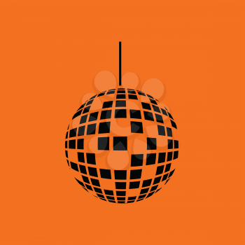 Party disco sphere icon. Orange background with black. Vector illustration.