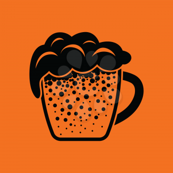 Mug of beer icon. Orange background with black. Vector illustration.