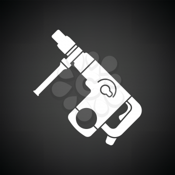 Electric perforator icon. Black background with white. Vector illustration.