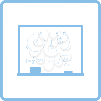 Classroom blackboard icon. Blue frame design. Vector illustration.