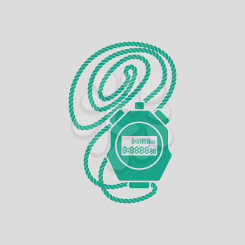 Coach stopwatch  icon. Gray background with green. Vector illustration.