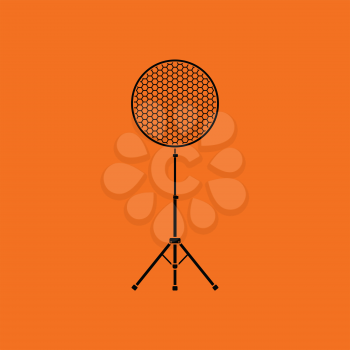 Icon of beauty dish flash. Orange background with black. Vector illustration.