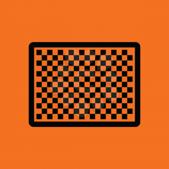Icon of photo camera sensor. Orange background with black. Vector illustration.