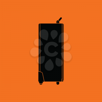 Icon of studio photo light bag. Orange background with black. Vector illustration.