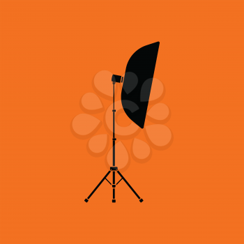 Icon of softbox light. Orange background with black. Vector illustration.