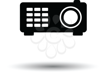 Video projector icon. White background with shadow design. Vector illustration.