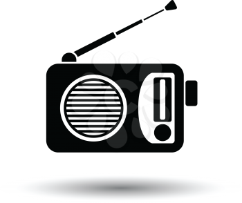 Radio icon. White background with shadow design. Vector illustration.
