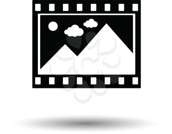 Film frame icon. White background with shadow design. Vector illustration.