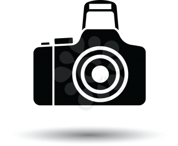 Photo camera icon. White background with shadow design. Vector illustration.