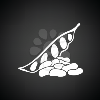 Beans  icon. Black background with white. Vector illustration.