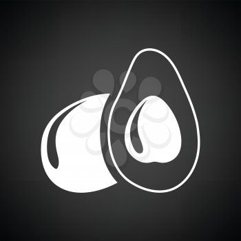 Avocado icon. Black background with white. Vector illustration.