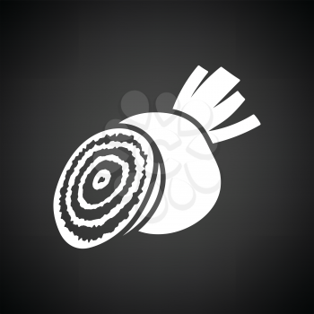 Beetroot  icon. Black background with white. Vector illustration.