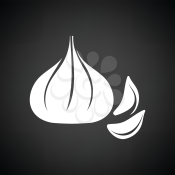 Garlic  icon. Black background with white. Vector illustration.
