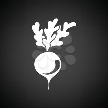 Radishes icon. Black background with white. Vector illustration.