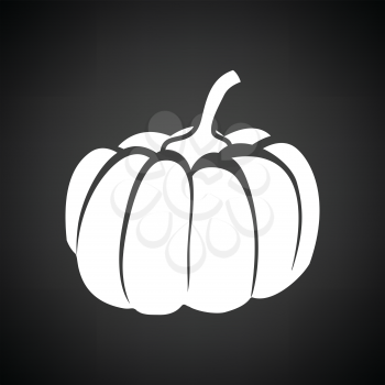 Pumpkin icon. Black background with white. Vector illustration.