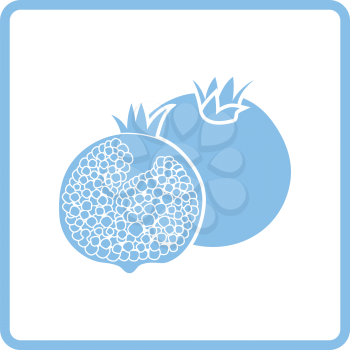 Pomegranate icon. Blue frame design. Vector illustration.