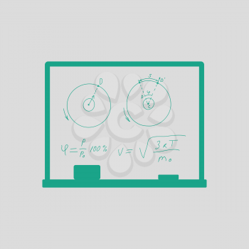 Classroom blackboard icon. Gray background with green. Vector illustration.