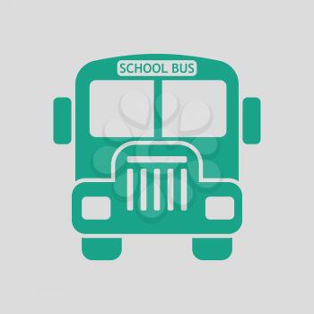 School bus icon. Gray background with green. Vector illustration.
