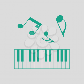 Piano keyboard icon. Gray background with green. Vector illustration.
