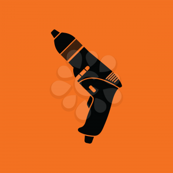 Electric drill icon. Orange background with black. Vector illustration.