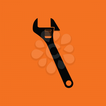 Adjustable wrench  icon. Orange background with black. Vector illustration.